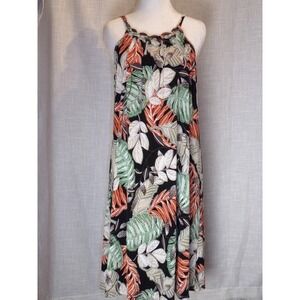 Tropical Print Maxi Dress Women's Size M – Spaghetti Strap
